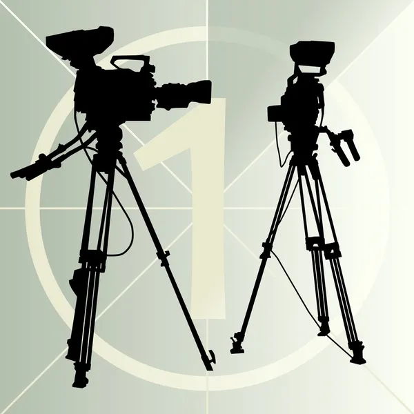 Digitale Videokamera auf Stativ und Filmzählnummer — Stockvektor