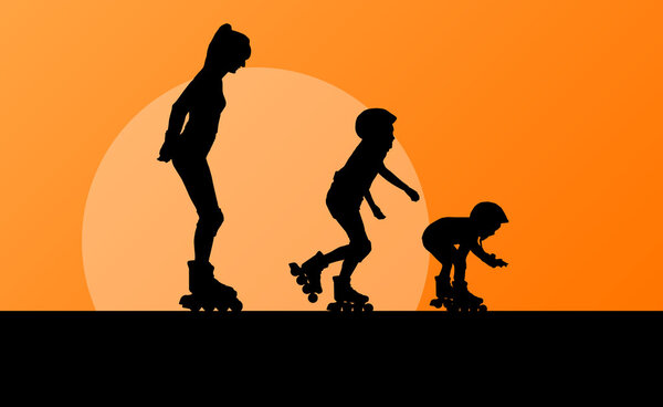 Концепция векторного фона в роликовых коньках
