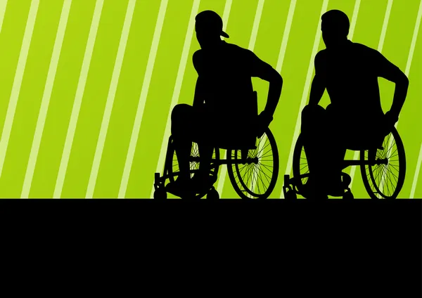 Hombre discapacitado activo en una silla de ruedas concepto deportivo detallado silho — Vector de stock