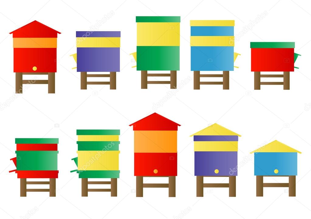 Bee hive vector background set