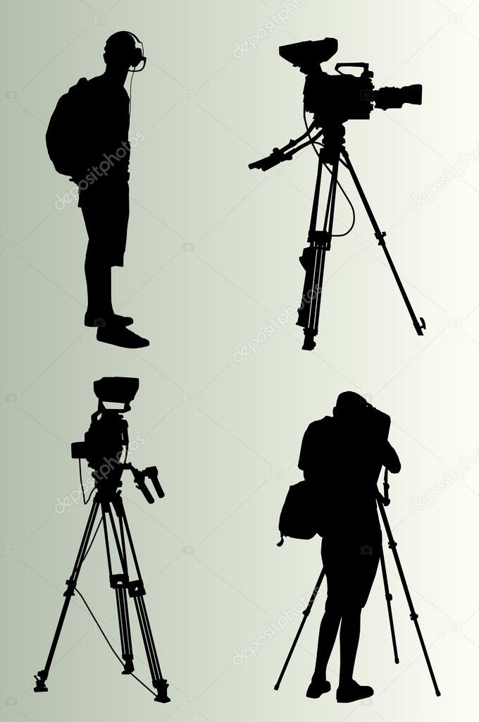 Cameraman silhouette vector background