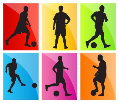 futbol Futbol oyuncu siluet vektör arka plan set