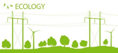Alternatif Enerji Jeneratör vektör arka plan ile yüksek vo Rüzgar