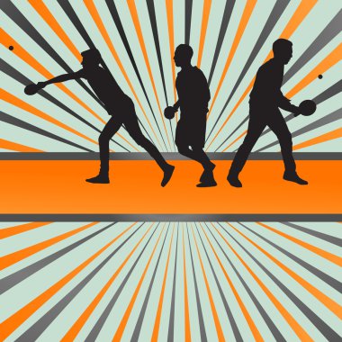 Masa Tenisi oyuncusu siluet ping pong vektör arka plan patlaması