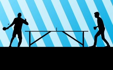 Masa Tenisi oyuncusu siluet ping pong vektör arka plan