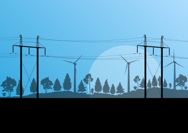 güç yüksek gerilim elektrik tower çizgi ve Rüzgar jeneratörleri içinde