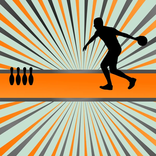 Bowling speler silhouetten vector abstracte achtergrond — Stockvector