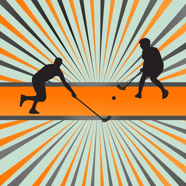 Floorball speler vector silhouet achtergrond abstract — Stockvector