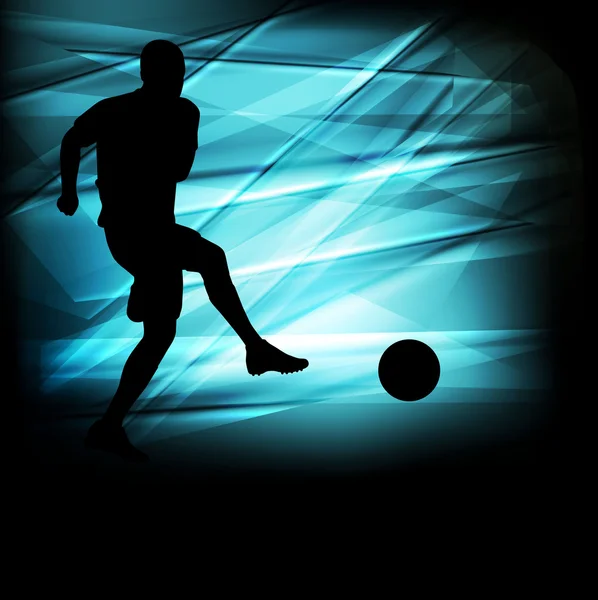 Soccer football player silhouette vector abstract blue backgroun — Stock Vector