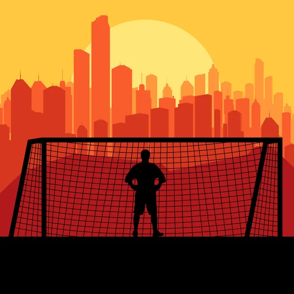 Calcio giocatore di calcio portiere silhouette vettore sfondo — Vettoriale Stock