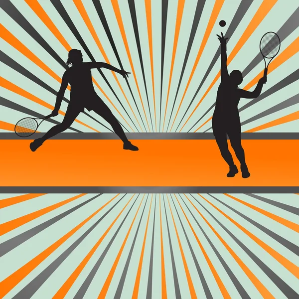 Tennis players silhouettes vector background — Stock Vector