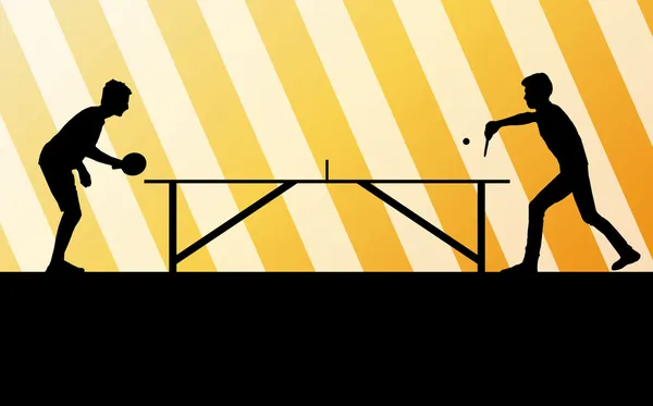 Joueur de tennis de table silhouette ping pong vecteur fond — Image vectorielle