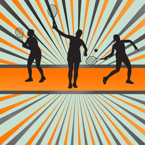 Tennis players silhouettes vector background — Stock Vector