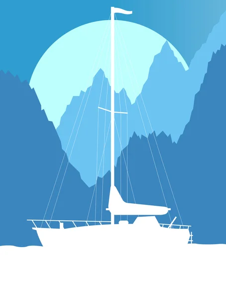 Yacht, boat sailing vector background — Stock Vector