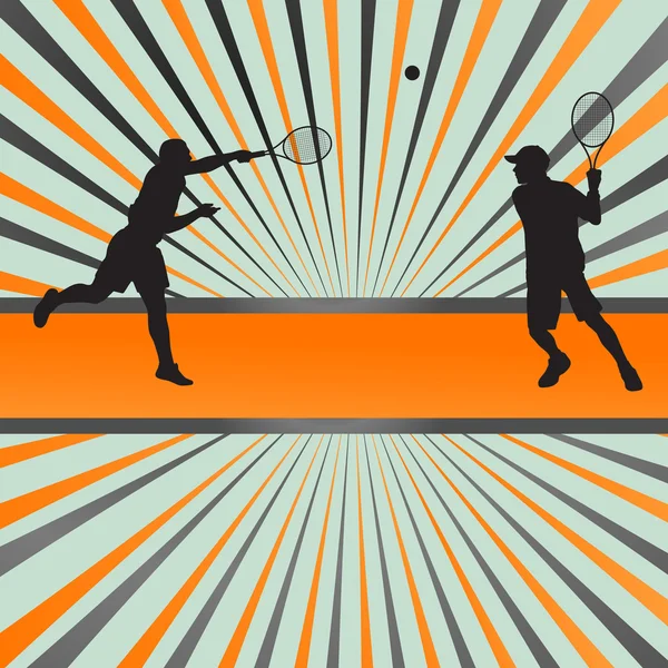 Tennis players silhouettes vector background — Stock Vector