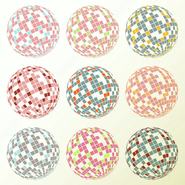 Disco ballen instellen retro vector achtergrond — Stockvector