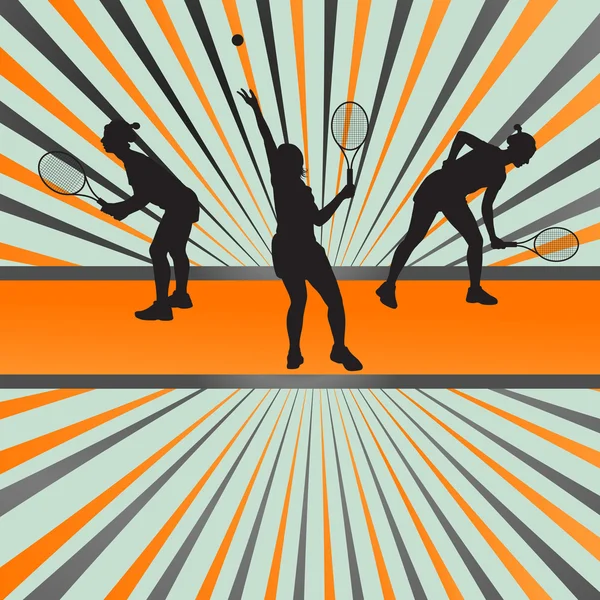 Tennis players silhouettes vector background — Stock Vector