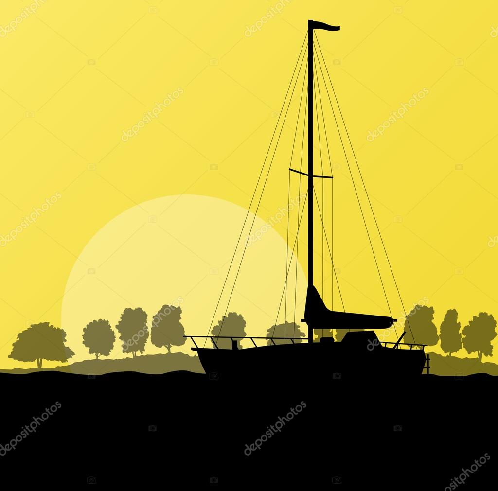 Yacht, boat sailing vector background — Stock Vector © k3studija #28270077