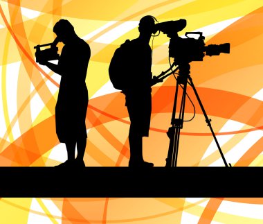 Kameramanlar ve camcorder video operatör vektör arka plan