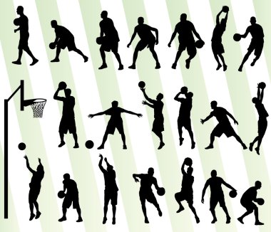 Man basketball vector background silhouette set clipart