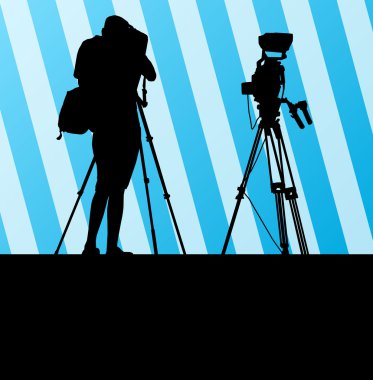 Kameramanlar ve camcorder video operatör vektör arka plan