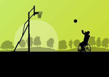 tekerlekli sandalye basketbol, özürlü adam vektör bac
