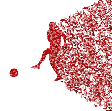 üçgen parçaları vektör abstr ile yapılan futbol oyuncu siluet