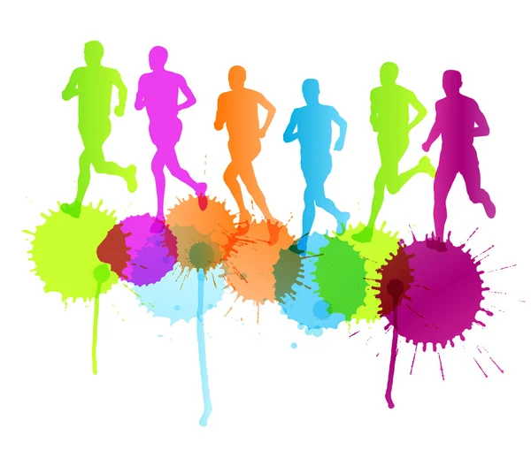 Group of runners vector background concept splashes — Stock Vector