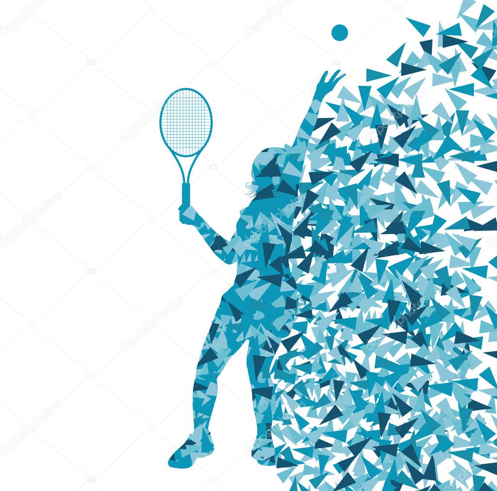 Tennis players silhouettes vector background concept made of fra