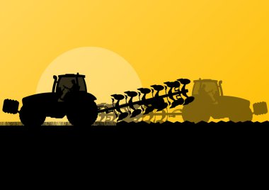 Tarım traktörü ekili ülkenin tahıl topraklarda çiftçilik