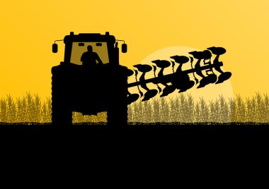 Tarım traktörü ekili ülkenin tahıl topraklarda çiftçilik
