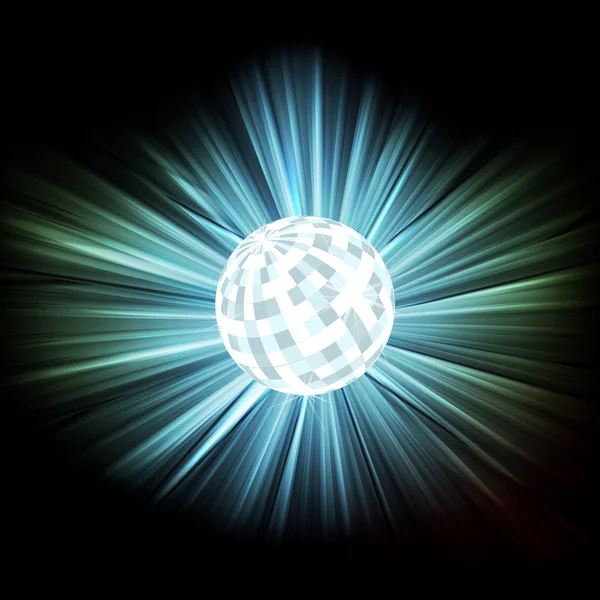 Disco bola vector fondo con luz de explosión — Vector de stock