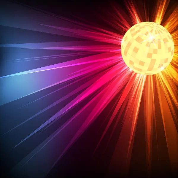 Disco bola vector fondo con luz de explosión — Vector de stock