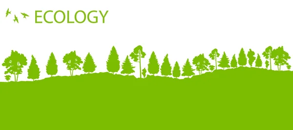 Οικολογία έννοια λεπτομερείς δάσος δέντρο εικονογράφηση φορέα backgro — Διανυσματικό Αρχείο