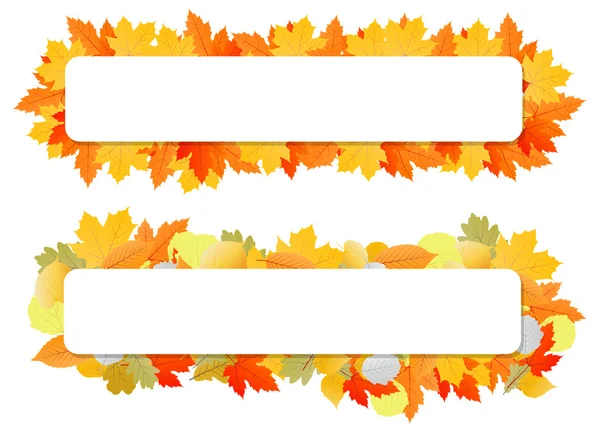 Autumn leaves background vector banner template — Stock Vector