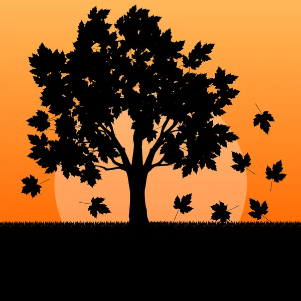 Árbol de arce otoño hojas fondo vector paisaje — Vector de stock