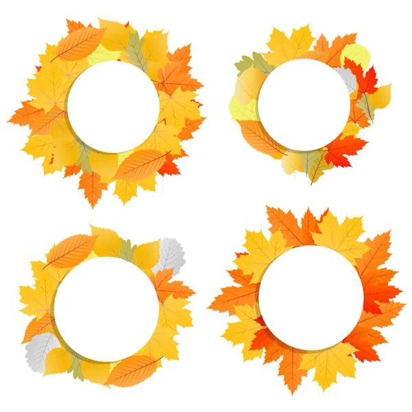 Autumn leaves background vector banner template — Stock Vector