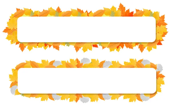 Autumn leaves background vector banner template — Stock Vector