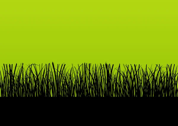 Herbe fraîche paysage silhouette détaillée illustration backgroun — Image vectorielle