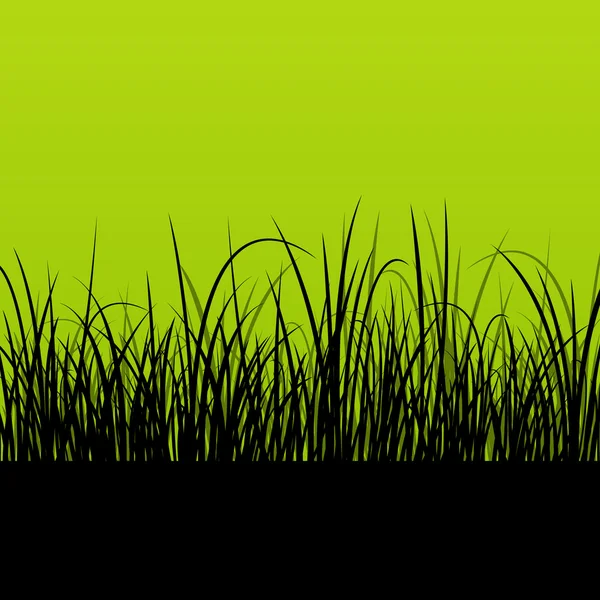 Paisagem de grama fresca detalhada silhueta ilustração backgroun — Vetor de Stock