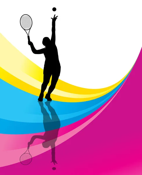 Tennis spelers gedetailleerde silhouetten vector achtergrond concept — Stockvector