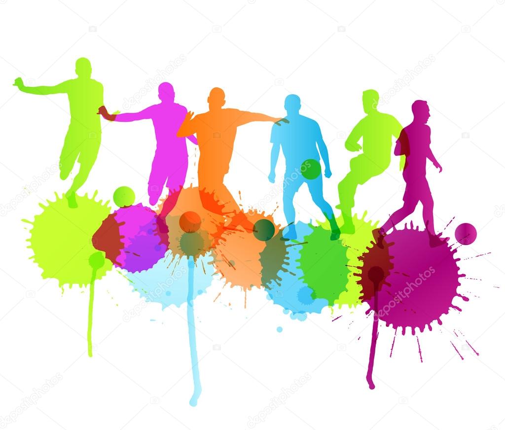 Soccer player vector background concept with ink splashes