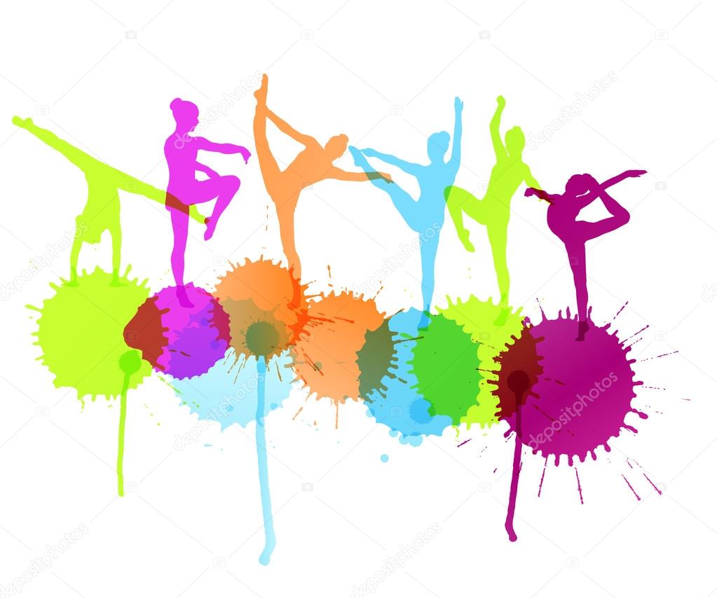 Dancers silhouette vector abstract background concept
