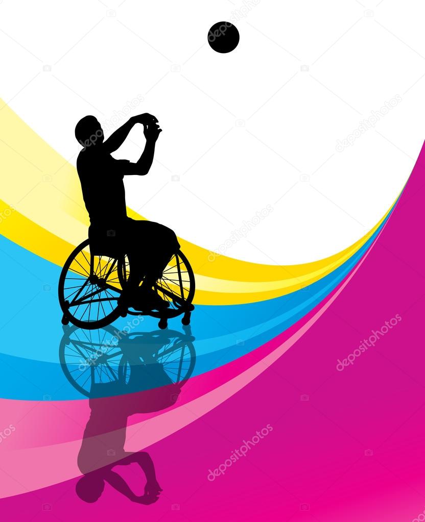 Active disabled men basketball players in a wheelchair detailed