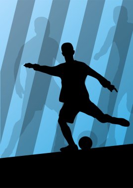 futbol Futbol oyuncular aktif spor siluetleri vektör backgrou