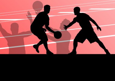 Basketbol oyuncu aktif spor siluetleri vektör arka plan