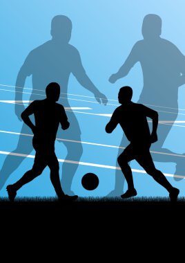 futbol Futbol oyuncular aktif spor siluetleri vektör backgrou