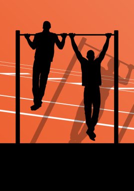 gönderme yapan aktif ve güçlü fitness erkek ups spor siluet
