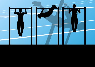 gönderme yapan aktif ve güçlü fitness erkek ups spor siluet