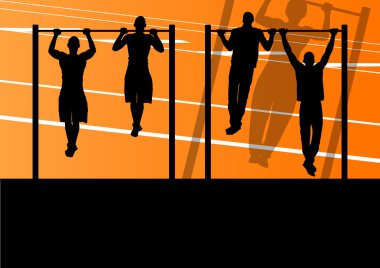 gönderme yapan aktif ve güçlü fitness erkek ups spor siluet